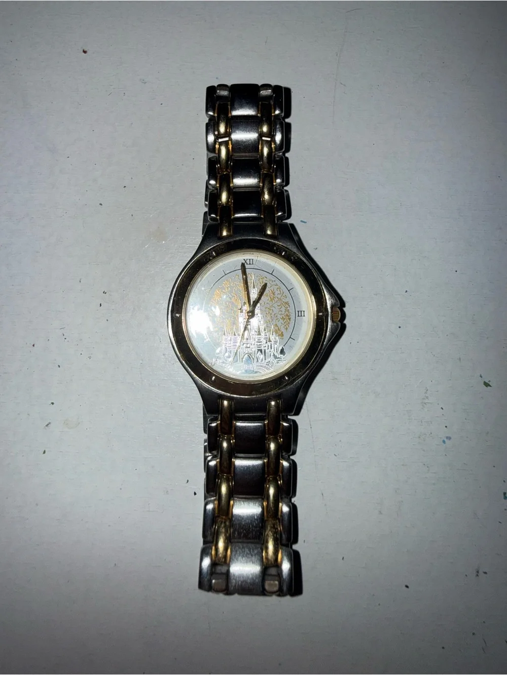 Disney Two-Tone Gold and Silver Men’s Watch with Castle Dial